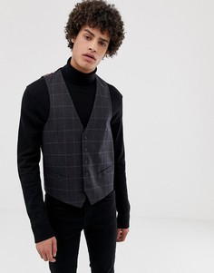 Темно-серый облегающий жилет в клетку Rudie