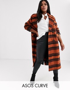 Пальто в клетку ASOS DESIGN Curve-Мульти