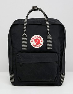 Черный рюкзак с полосатыми лямками Fjallraven Kanken - 16 л