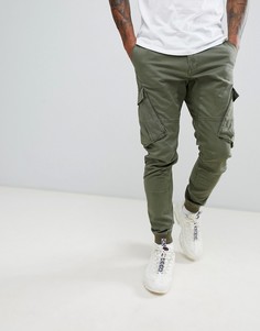 Зауженные брюки-карго цвета хаки River Island-Зеленый