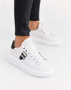 Белые кожаные кроссовки на платформе с черной отделкой Karl Lagerfeld-Белый