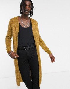 Длинный пушистый фактурный кардиган горчичного цвета ASOS DESIGN-Желтый