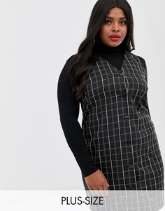 Черное платье в клетку без рукавов Vero Moda Curve-Мульти