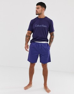 Пижамный комплект из футболки и шортов темно-синего цвета Calvin Klein-Темно-синий