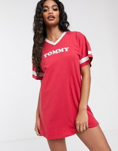 Красная хлопковая ночная сорочка с короткими рукавами Tommy Hilfiger-Красный