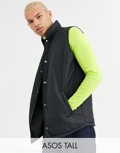 Черный дутый жилет ASOS DESIGN Tall