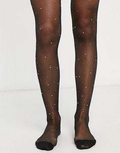Колготки со стразами ASOS DESIGN-Черный