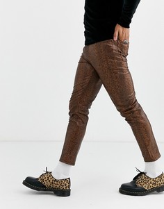 Коричневые джинсы скинни из искусственной кожи с покрытием ASOS DESIGN-Коричневый