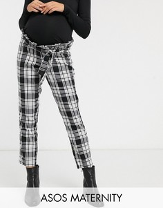 Брюки в клетку с полосками по бокам ASOS DESIGN Maternity-Мульти
