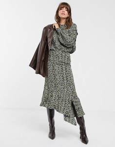 Асимметричная юбка со змеиным принтом Essentiel-Мульти