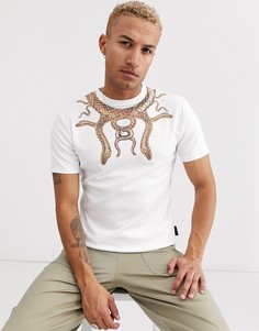 Белая футболка со змеиным принтом Hermano-Белый