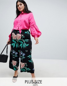 Широкие брюки с цветочным принтом Junarose-Мульти