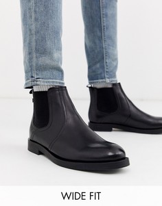 Черные ботинки челси для широкой стопы Base London Rosetti-Черный