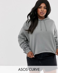 Свободный худи шалфейного цвета ASOS DESIGN Curve-Зеленый