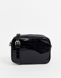 Черная сумка с эффектом крокодиловой кожи Stradivarius-Черный