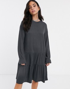 Свободное ярусное платье-джемпер мини Noisy May-Серый