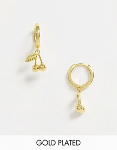 Позолоченные серьги-кольца с подвеской в форме вишни Image Gang-Золотой