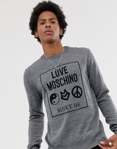 Джемпер с логотипом Love Moschino-Серый