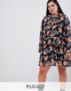 Платье с бантом и длинным рукавом Unique 21 Hero-Мульти