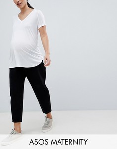 Черные джинсы бойфренда со свободными штанинами и вставкой на поясе ASOS DESIGN Maternity-Черный