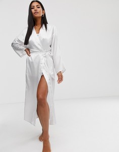 Атласный пижамный халат ASOS DESIGN-Кремовый