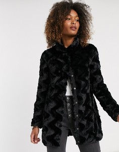 Пальто из искусственного меха с воротником-стойкой Vero Moda-Черный