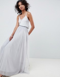 Юбка макси из тюля Needle & Thread-Синий