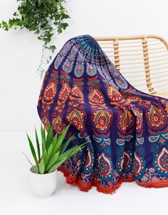 Круглое покрывало с узором в виде мандалы и отделкой кисточками Ian Snow-Мульти