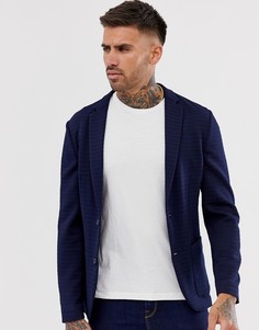Темно-синий блейзер с отделкой кроше River Island