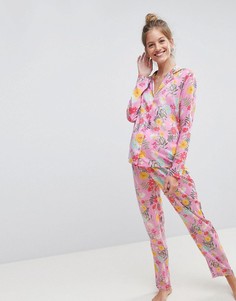 Пижамный комплект с рубашкой и брюками из 100% модала с цветочным принтом ASOS MATERNITY-Мульти