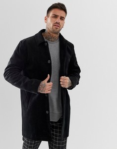 Черный однобортный тренч ASOS DESIGN