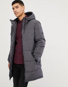 Серое дутое пальто с капюшоном Esprit-Серый