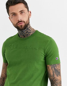 Зеленая футболка с логотипом и круглым вырезом Champion-Зеленый