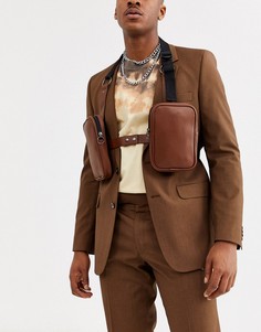 Коричневая сумка из искусственной кожи с тисненым крокодиловым рисунком ASOS DESIGN-Коричневый