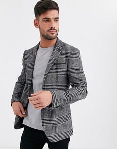 Пиджак из букле в черно-белую клетку Burton Menswear-Черный