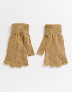 Бежевые перчатки без пальцев ASOS DESIGN-Светло-коричневый