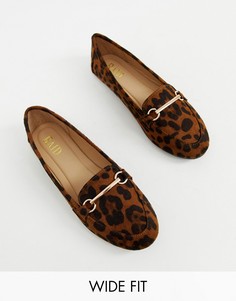 Туфли для широкой стопы на плоской подошве с леопардовым принтом и пряжками RAID Viera-Мульти