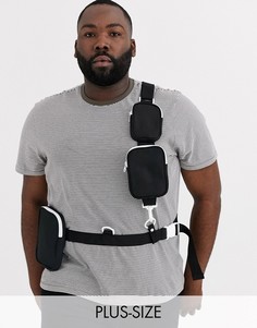 Черная сбруя-бандаж с карманами и контрастными белыми молниями ASOS DESIGN Plus-Черный