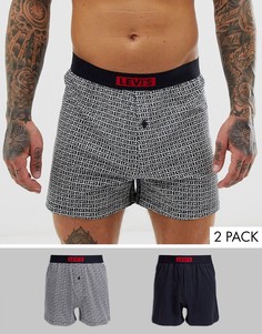 Набор из 2 тканых боксеров со сплошным принтом логотипа Levis-Мульти