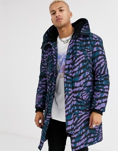 Фиолетовая парка с капюшоном и тигровым принтом ASOS DESIGN-Фиолетовый