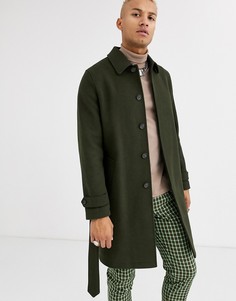 Однобортный тренч цвета хаки ASOS DESIGN-Зеленый