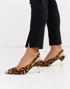 Туфли на каблуке-рюмочке с леопардовым принтом и ремешком через пятку ASOS DESIGN-Многоцветный