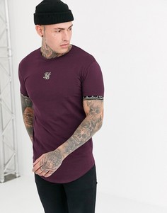Бордовая обтягивающая футболка SikSilk-Красный