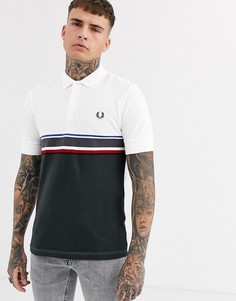 Белая футболка-поло со вставками колор блок Fred Perry-Белый