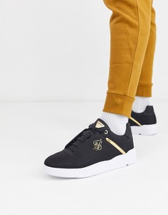 Черные кроссовки с золотистыми вставками и логотипом SikSilk-Черный