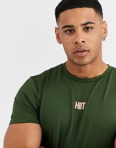 Зеленая футболка с логотипом на груди HIIT core-Зеленый