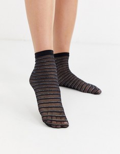 Серебристо-черные носки с блестящими полосками Gipsy-Черный