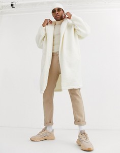 Бежевое легкое oversize-пальто из искусственного меха ASOS DESIGN-Бежевый