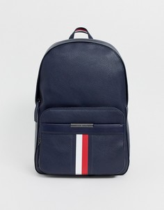 Темно-синий рюкзак из искусственной кожи с фирменной полоской Tommy Hilfiger-Черный