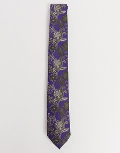 Фиолетовый жаккардовый галстук с цветочным принтом и принтом пейсли Twisted Tailor